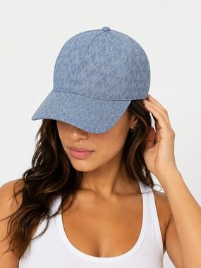 🆕️Michael Kors MK Monogram Blue Baseball Cap Adjustable NWT